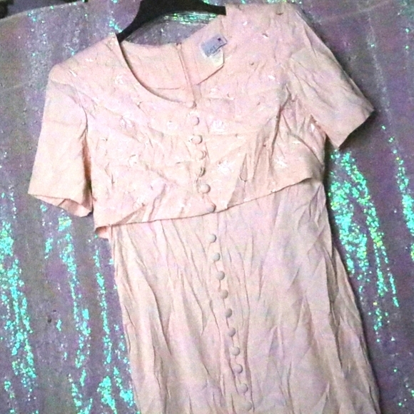 Scarlett Dresses & Skirts - VINTAGE LONG DRESS 13-14 Scarlett Pastel Pink Buttons Grannycore Formal 80s 90s